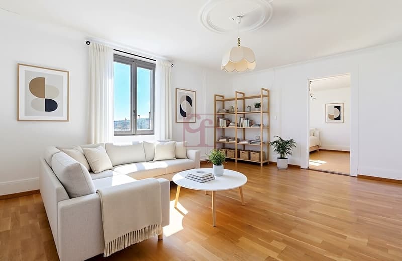 Séjour-appartement de l'étage (simulation d'ameublement)
