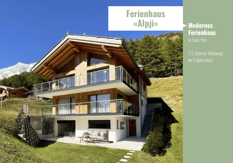 Alpji neue 2.5 Zimmerwohnung in einem der ältesten Weiler Hohnegg oberhalb Saas-Fee. Sportlicher Zugang vom Dorfzentrum, der Lomatte oder Wildi. Mit dem E-bike ganzjährig erreichbar. (1)
