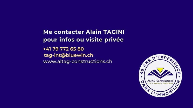 Contact information for Alain TAGINI, a real estate agent, including phone number and email address.