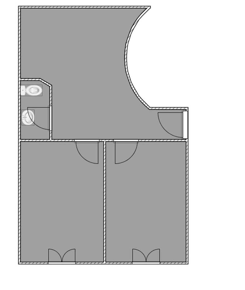 2 bedrooms, 2 bathrooms, kitchen, living area