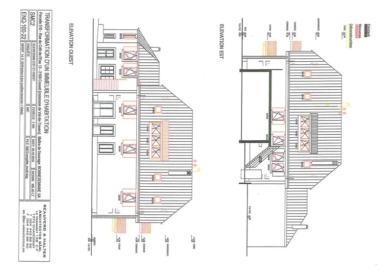 The floor plan shows a multi-level house with various rooms, including living areas, bedrooms, and bathrooms. It also includes details about the elevation and dimensions of the house.