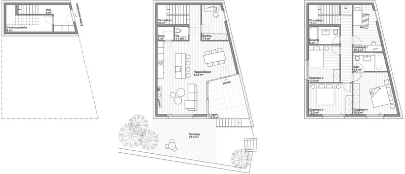 Plans d'étages Villa Ouest