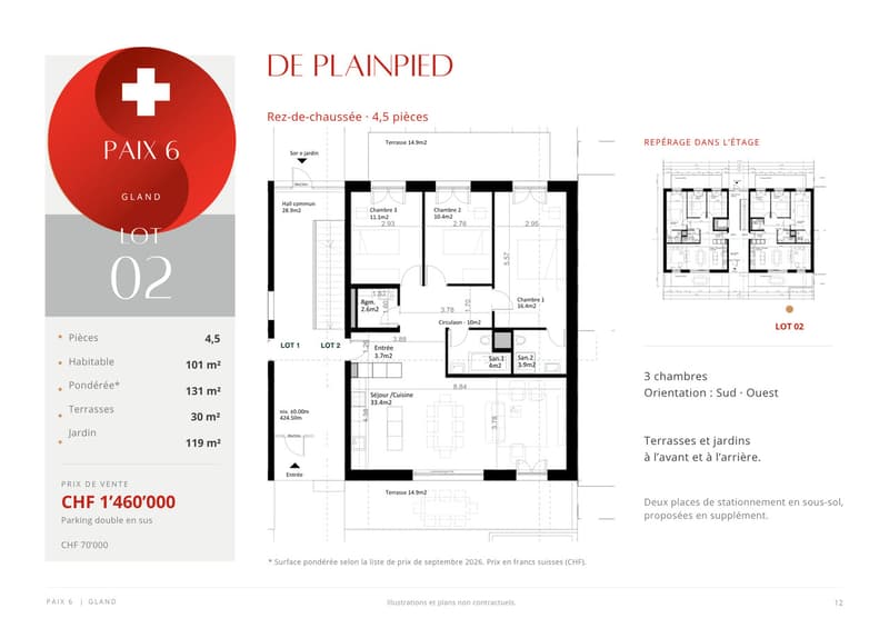Promotion "La Paix 6"Bel appartement de 4,5 pces avec jardin privatif (10)