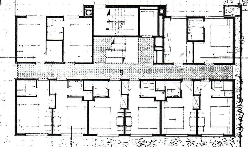multiple rooms, central hallway, staircase, balconies