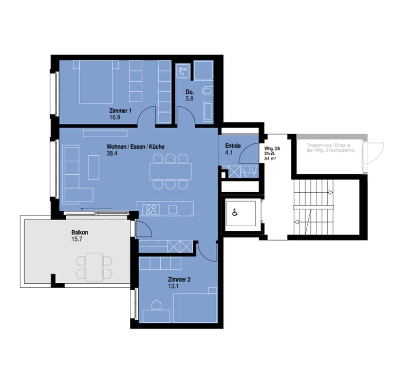 Smart und einladend gestalteter Grundriss – Komfortables Wohnen mit intelligenter Raumnutzung