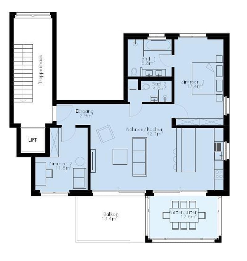 Moderne 2.5 Z'Wohnung mit Wintergarten und grosser Terrasse (12)
