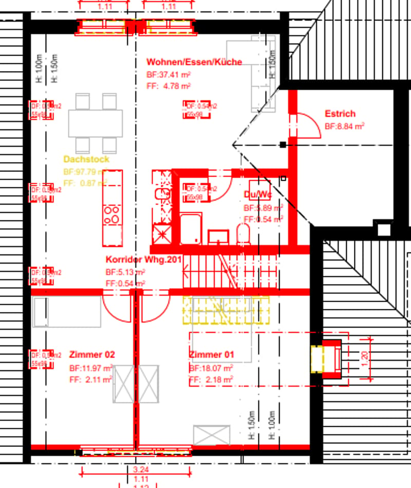 Helle grosszügige 5.5 Zimmer Dachwohnung mit Aussicht ins Grüne in Hittnau (5)