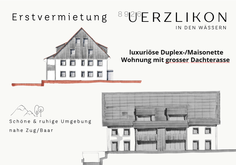 1.5 Zimmer luxuriöse Duplex-/Maisonette-Wohnung in Uerzlikon auf den 1. Oktober 2024 (Erstbezug) (1)