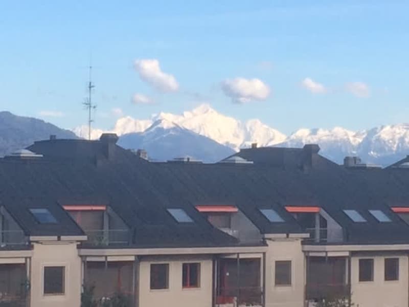 View of Mont Blanc from the balcony facing Alps
