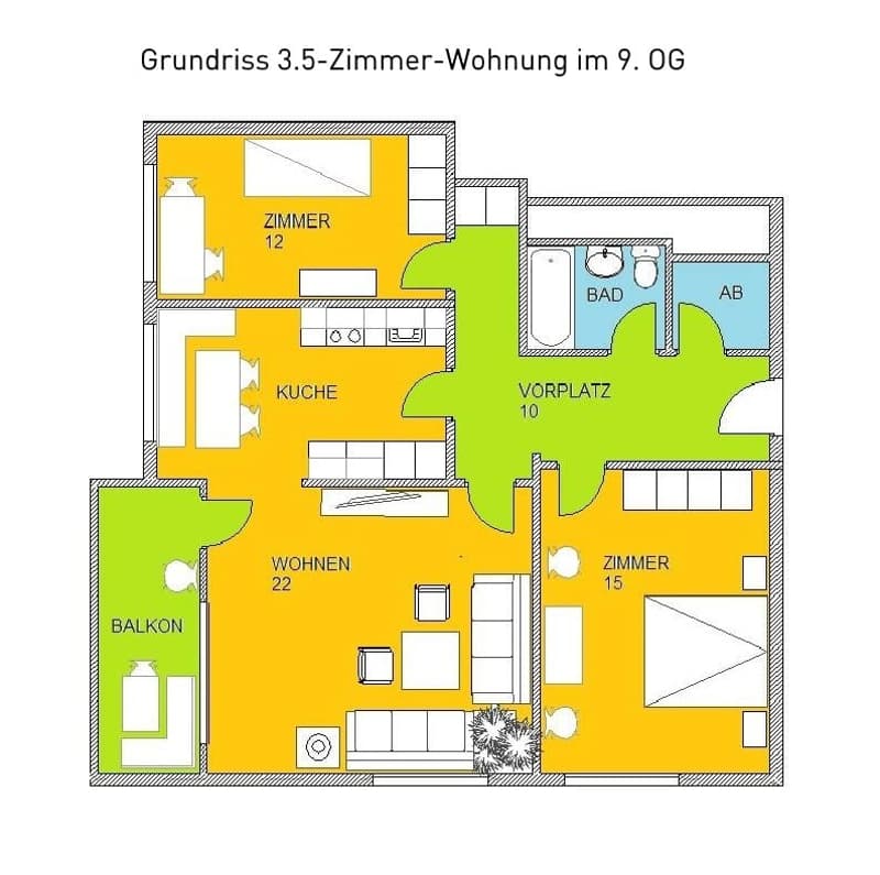 4.5-Zimmer-Wohnung mit TG-Einstellplatz im Turm (1)