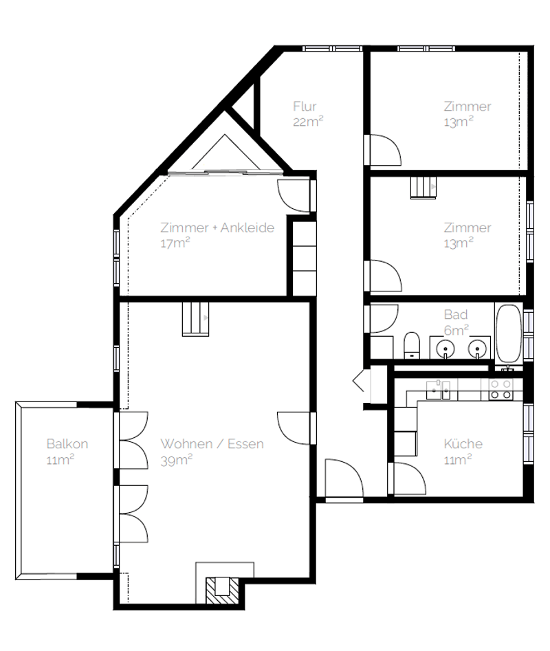 Living room, Kitchen, 2 bedrooms, 1 bathroom, balcony