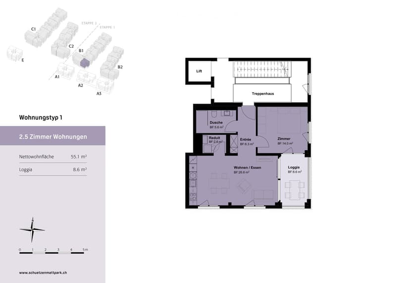 {"visible_features": ["Balcony / Terrace"],"type": "Floor plan","description": "The floor plan shows a 2.5 room apartment with a living/dining room, bedroom, bathroom, entrance, and a balcony."}