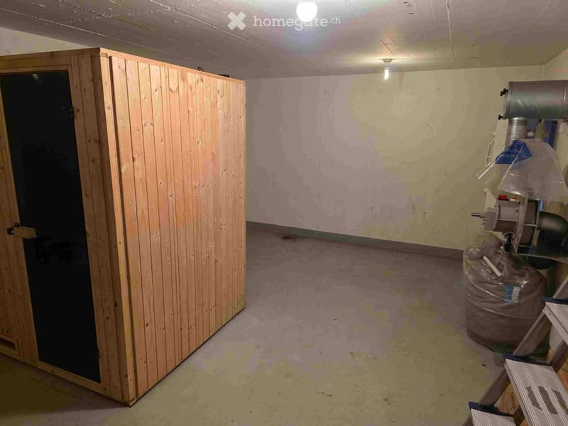 {"visible_features":[],"type":"Basement","description":"The image shows a basement or storage room with a wooden storage cabinet, concrete floor, and various items stored in the room."}