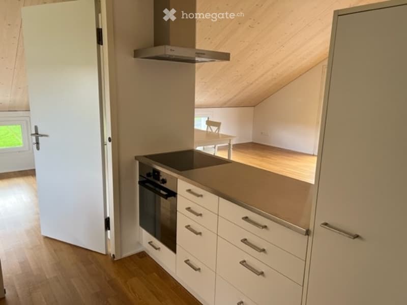 kitchen with modern white cabinetry, wooden floor, and integrated oven and stove