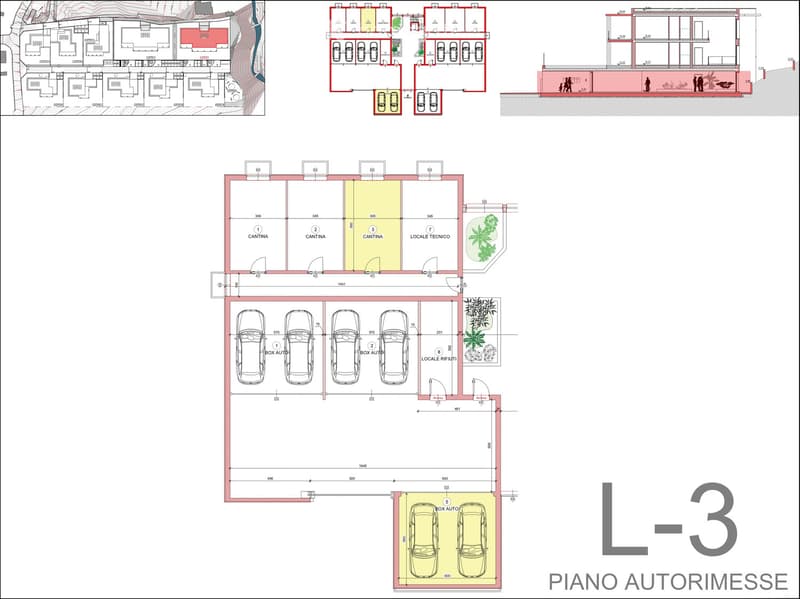 4 floors plan, garages, boxes for autos
