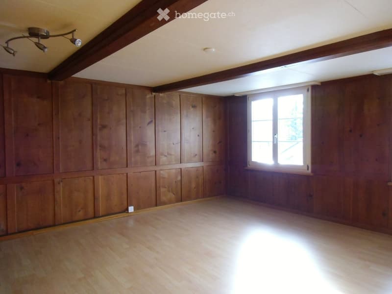 empty room, wooden walls, wooden floor, window