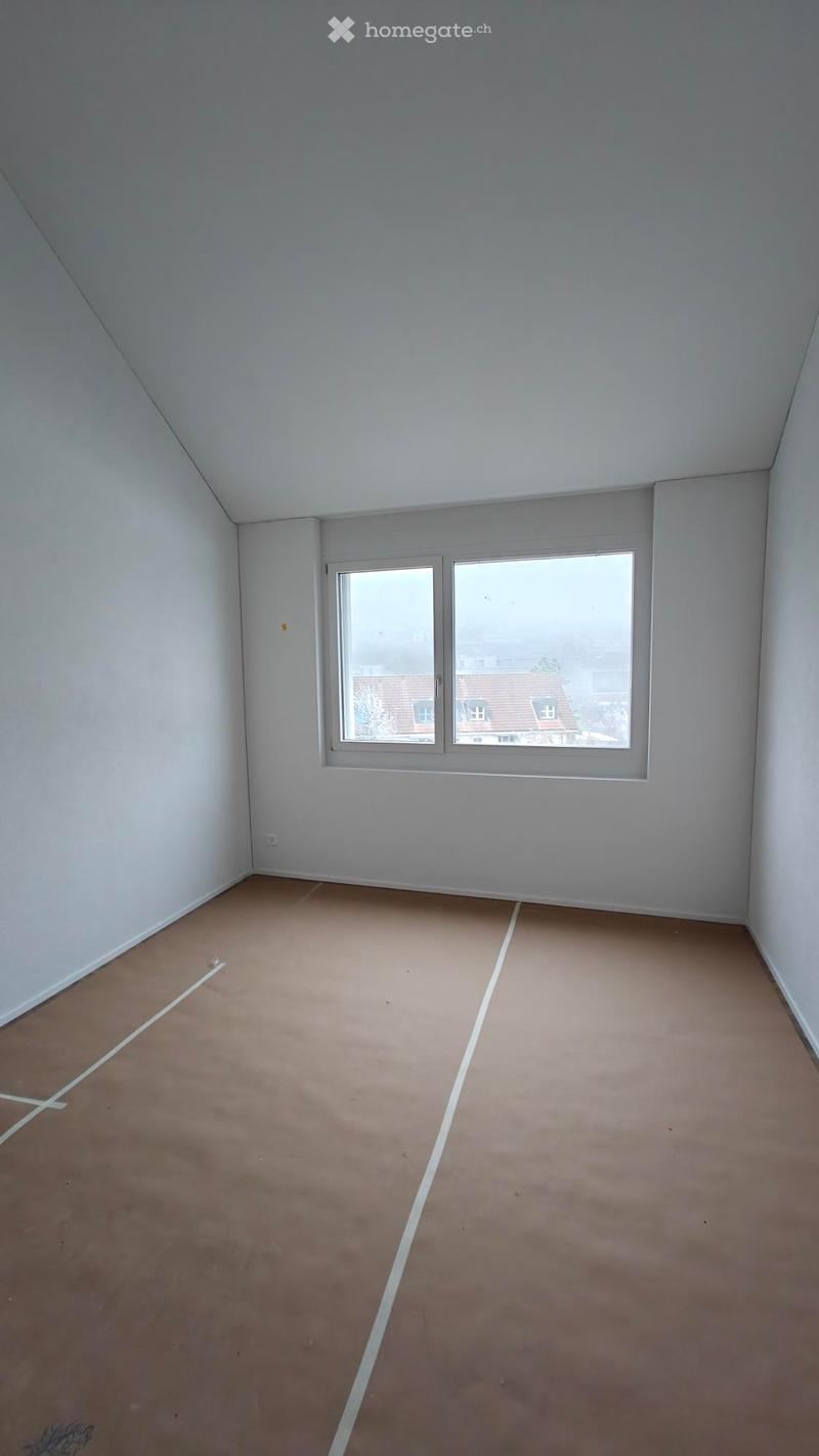 empty room, white walls, brown floor, large window