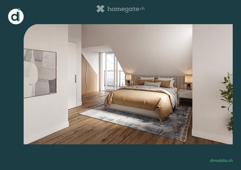 Bedroom with large bed, carpet, nightstands, lamps, picture frame, wooden floor, and large windows.