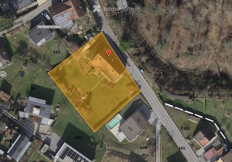 a plot of land with dimensions marked as 40 x 72 m with a small building at the center