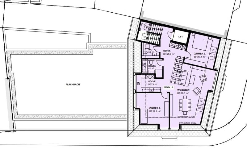 Living room, Kitchen, 2 Bedrooms, Bathroom, Storage, Balcony, Lift