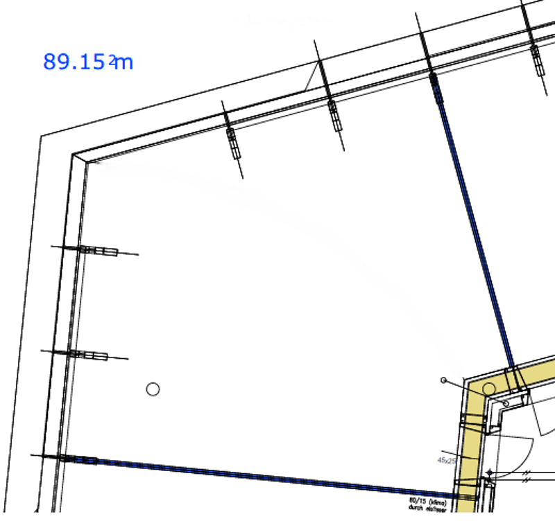 Cross section of building with measurements