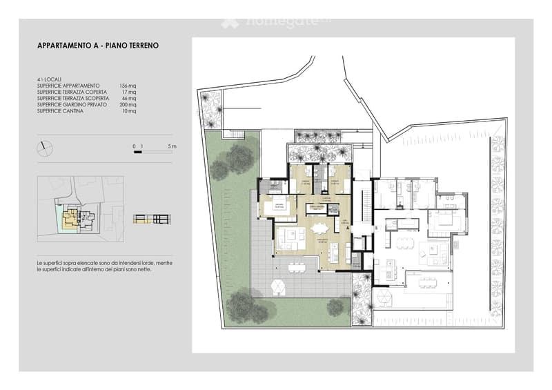 Apartment on the ground floor, includes living room, kitchen, 3 bedrooms, 3 bathrooms, garden, balcony