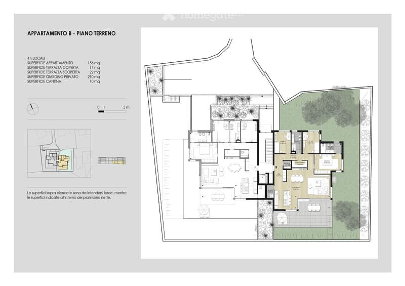 4 bedroom apartment, living room, kitchen, 3 bathrooms, 2 garages, terrace, private garden, pool