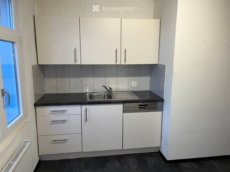 modern, clean kitchen with granite countertops, stainless steel sink, integrated dishwasher, modern cabinetry, power outlet, built-in appliances