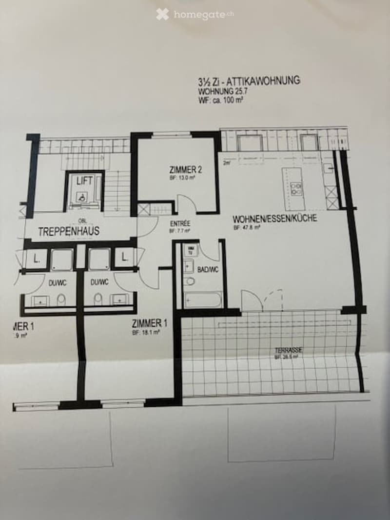 Entrance, Lift, 2 bedrooms, living room, kitchen, 2 bathrooms, terrace