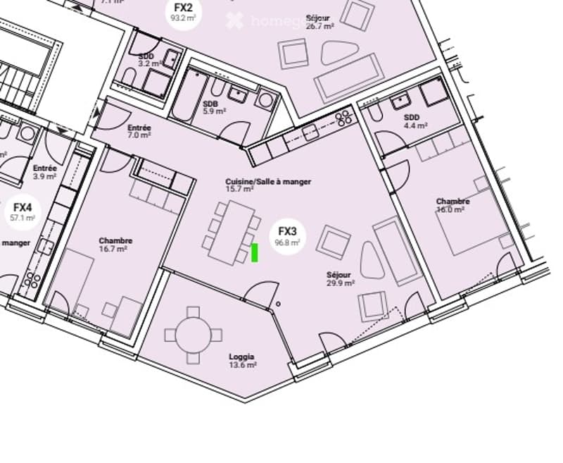 Living room, Kitchen, Dining area, 2 bedrooms, Storage, Bathroom, Entrance