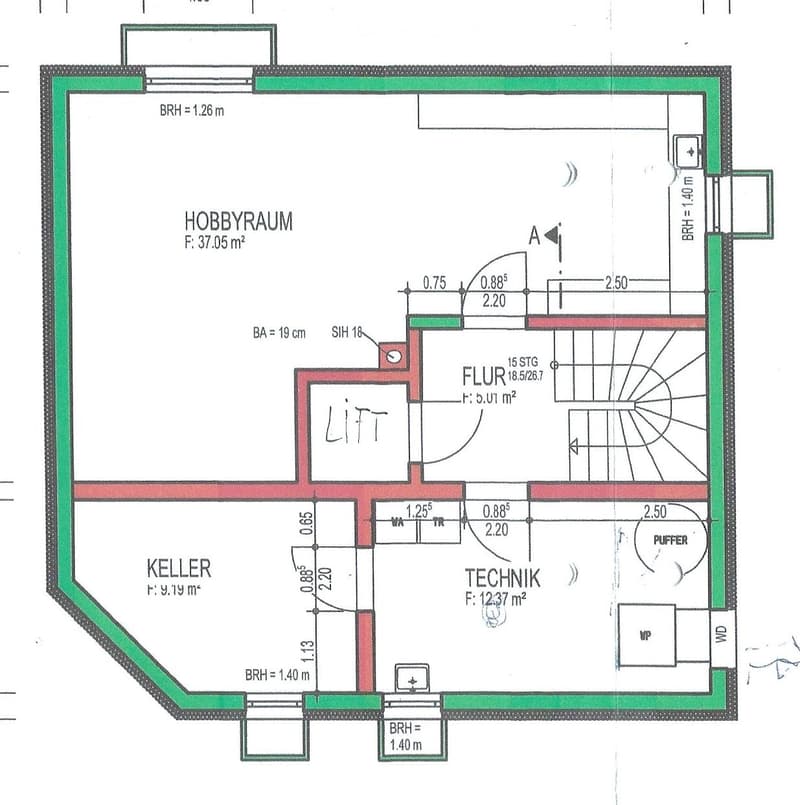 Living room, kitchen, 1 bedroom, 1 bathroom, hobby room, lift, technical room, cellar, balcony