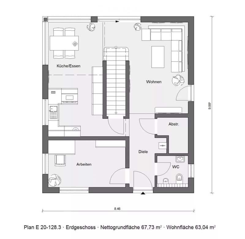 kitchen, dining area, living room, bedroom, storage, bathroom, WC