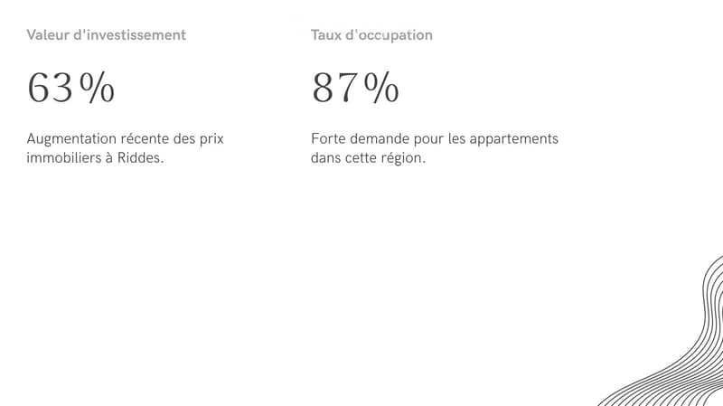 Infographic showing investment value and occupation rate in Riddes.