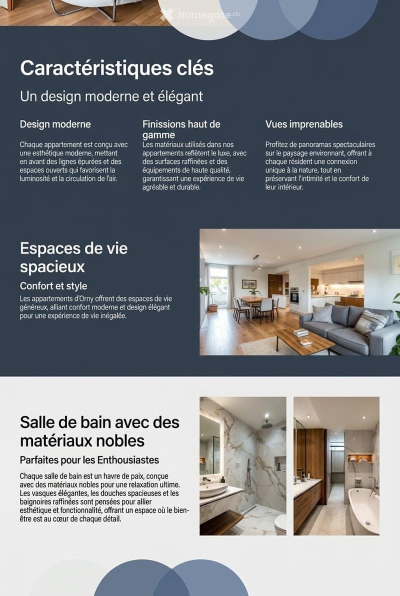 Modern and elegant design, spacious living areas, comfort and style, high-quality finishes, stunning views, luxurious bathrooms with noble materials, perfect for relaxation and ultimate aesthetics and functionality.