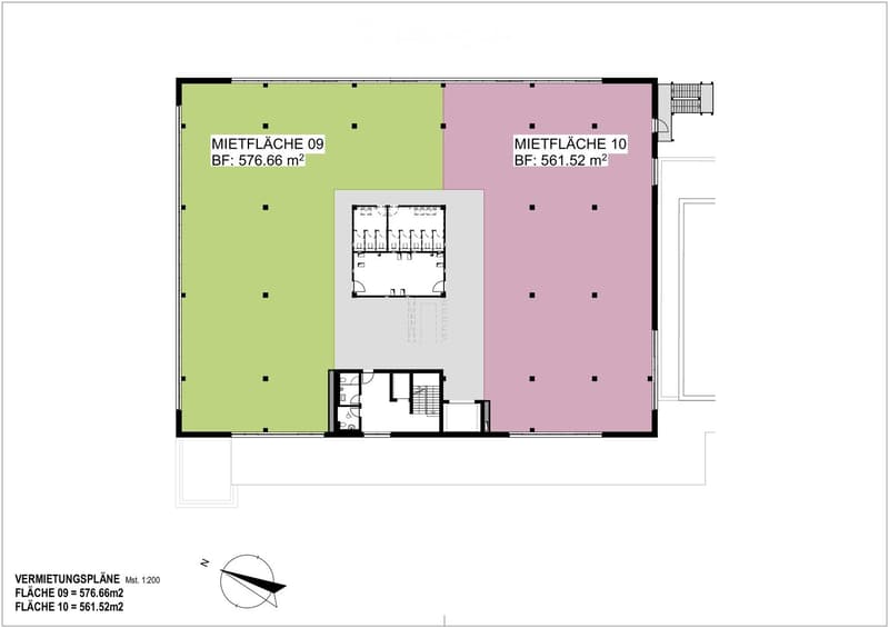 2 rooms with different floor areas, no extra feature visible