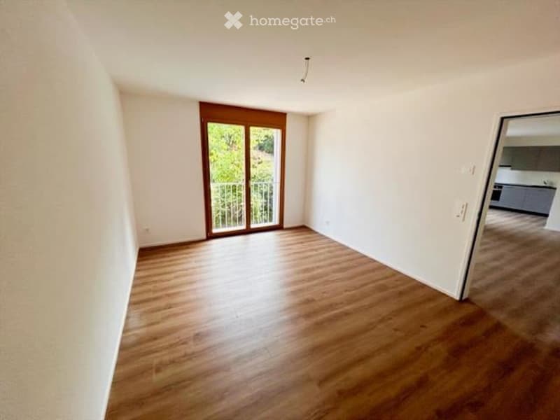 empty room, wooden floor, sliding glass door, balcony, white walls