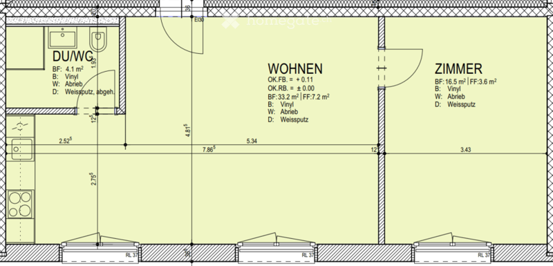 Living room, kitchen, 2 bedrooms, bathroom, balcony