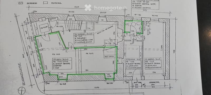 Entrance, living room, kitchen, 2 bedrooms, bathroom, balcony, garage