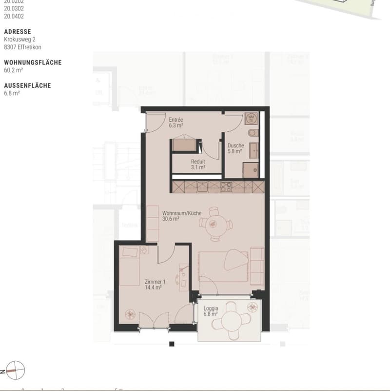 Entrance hall, living room, kitchen, 3 bedrooms, bathroom, toilet, storage room, balcony