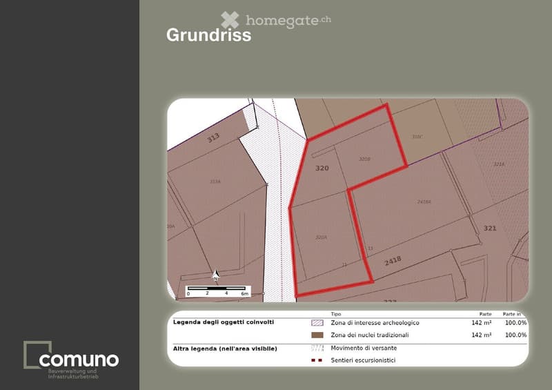 Floor plan of a property with various zones and measurements.