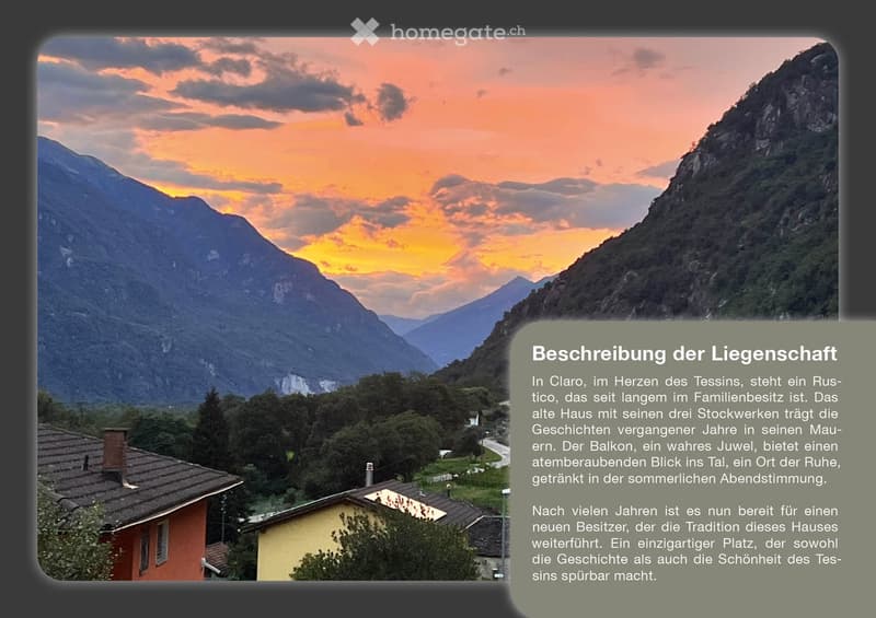 Rustic house in the heart of Tessin, with three floors, a balcony offering a breathtaking view of the valley, and a unique charm.