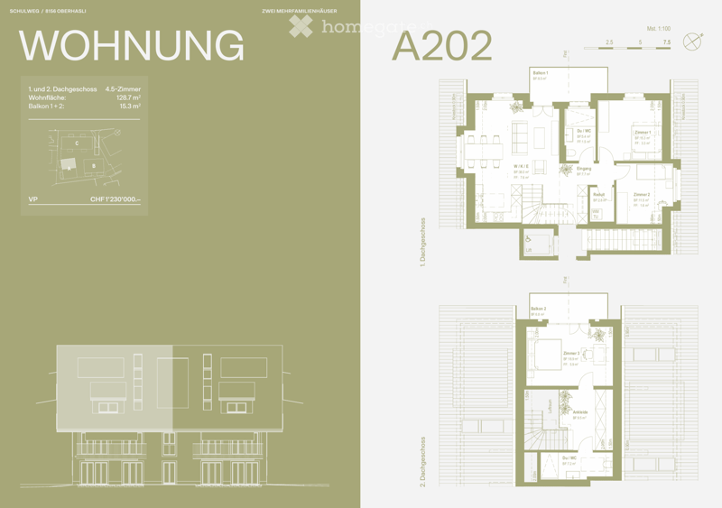 Living room, kitchen, 4 bedrooms, 2 bathrooms, balcony