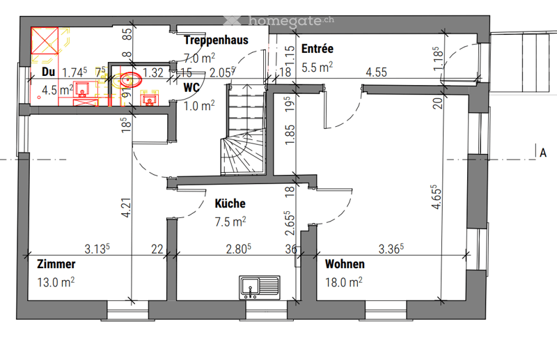 Entrance, living room, kitchen, bedroom, bathroom, staircase, storage room, balcony