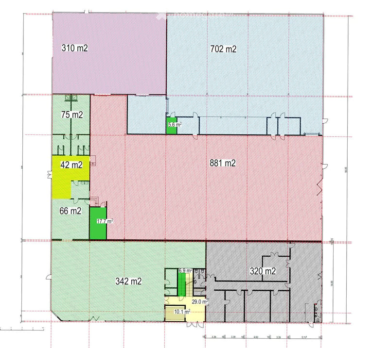 floor plan layout with different sections and sizes
