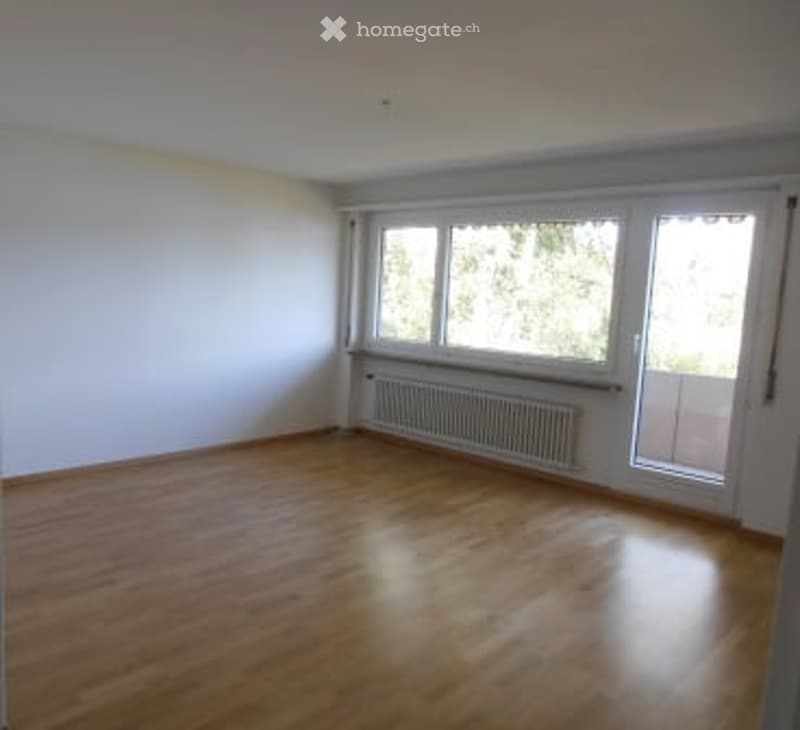 empty room, wooden floor, white walls, large windows, balcony