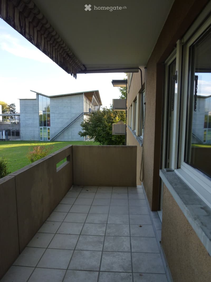 tiled floor, balcony, railing, windows, air conditioners