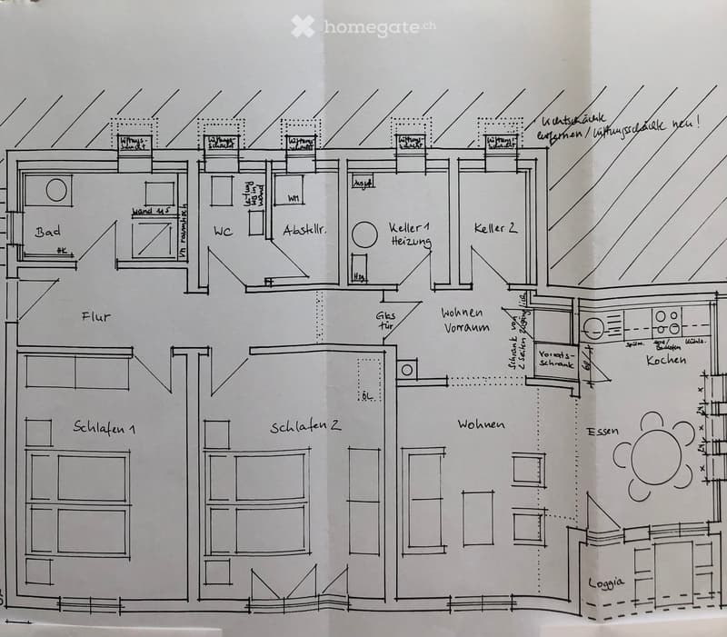 Floor plan with labeled rooms, including bedrooms, bathrooms, kitchen, and cellars.