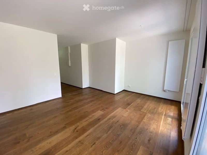 empty room, hardwood floors, white walls, sliding glass door, white radiator
