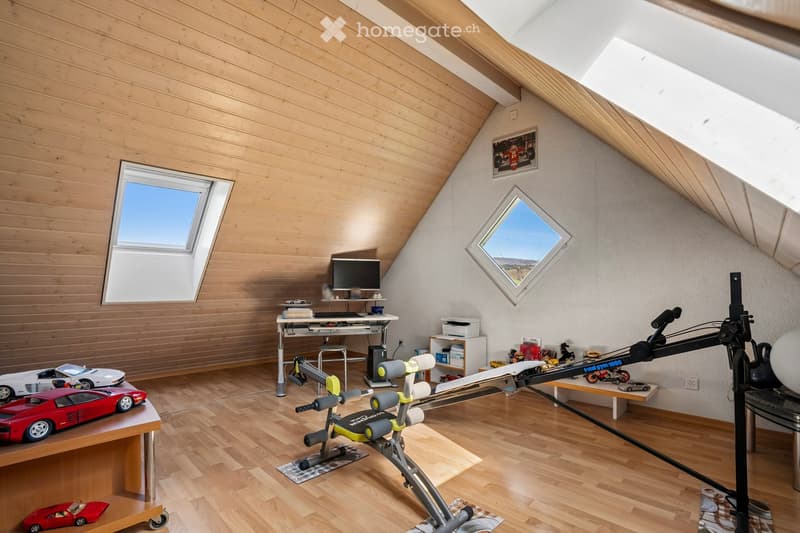 Other. {"visible_features": [], "type": "Furnished Room", "objects": ["desk", "chair", "monitor", "keyboard", "mouse", "printer", "toy car", "exercise machine", "toy motorcycle", "toy car", "toy car", "toy car", "toy car", "toy car", "toy car", "toy car",