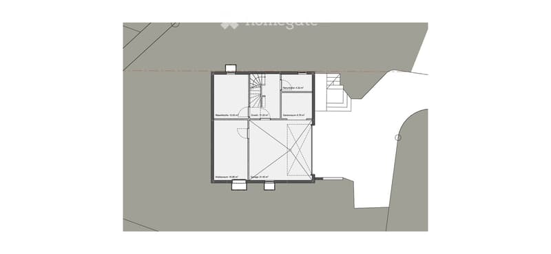 Floor plan showing a house layout with rooms including a hobby room, garage, wash closet, entrance, garden room, and natural light room.